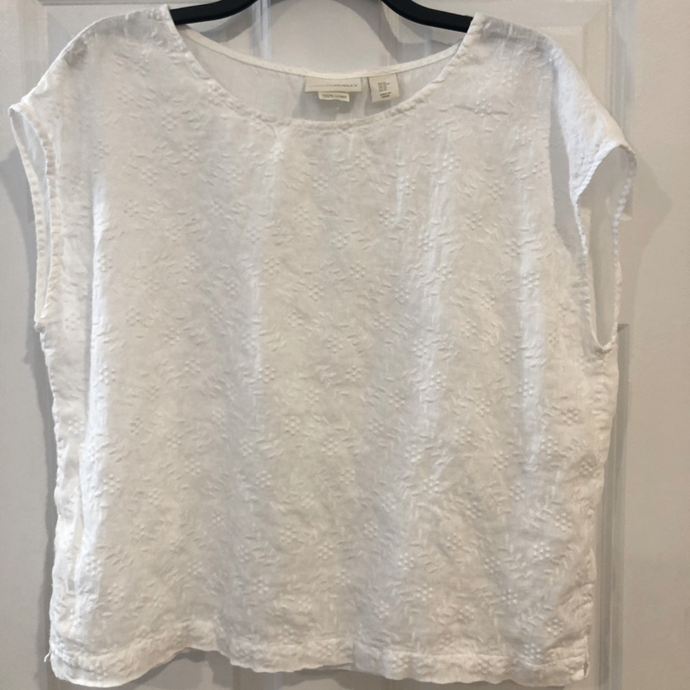 Short sleeve white linen shirt